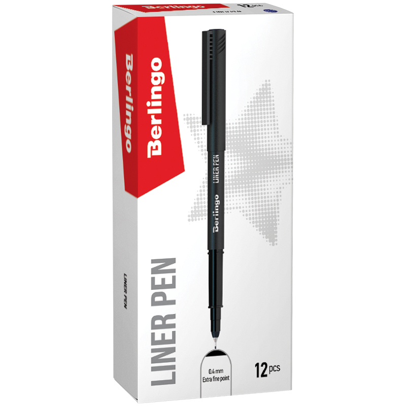 Линер berlingo "liner pen" 0,4мм чёрный разовый