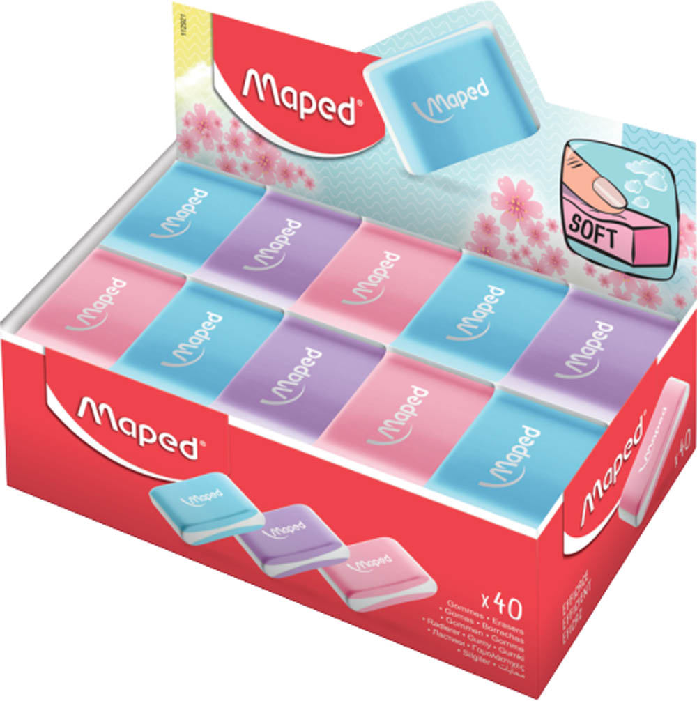 Ластик maped "essentials soft" мягкий 21x33x10мм асс-т