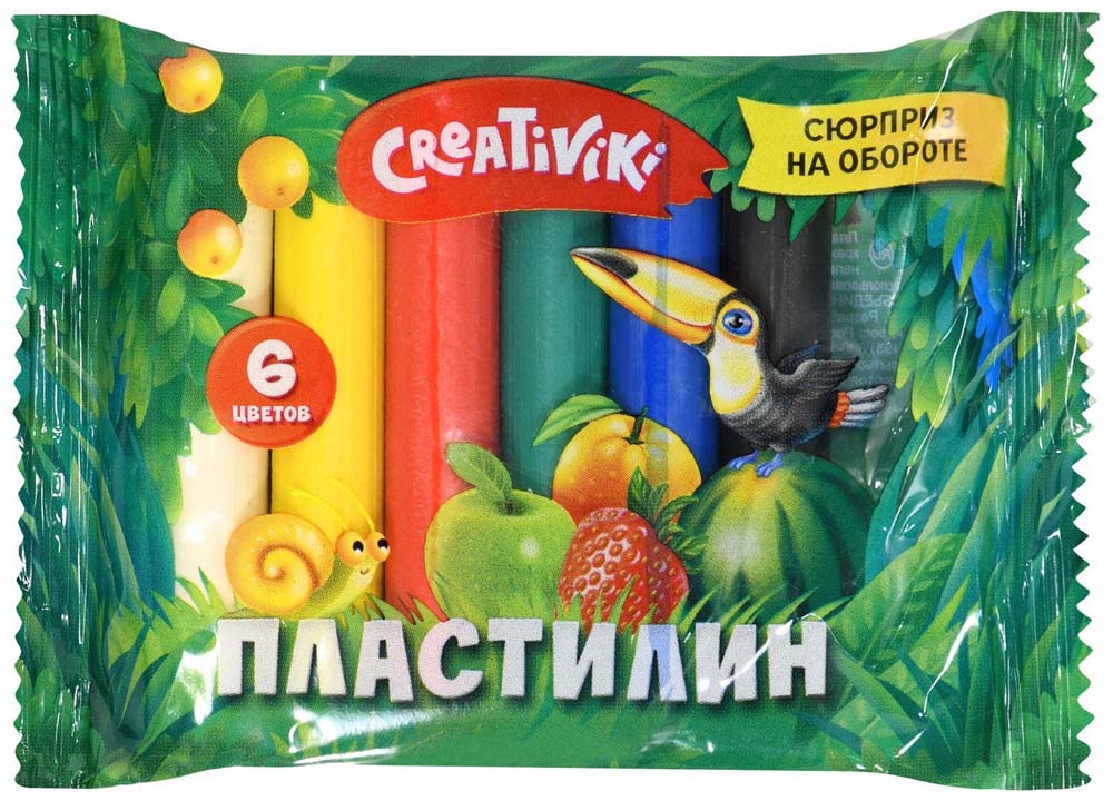 Пластилин "creativiki" (фарм) 6 цв. 60г