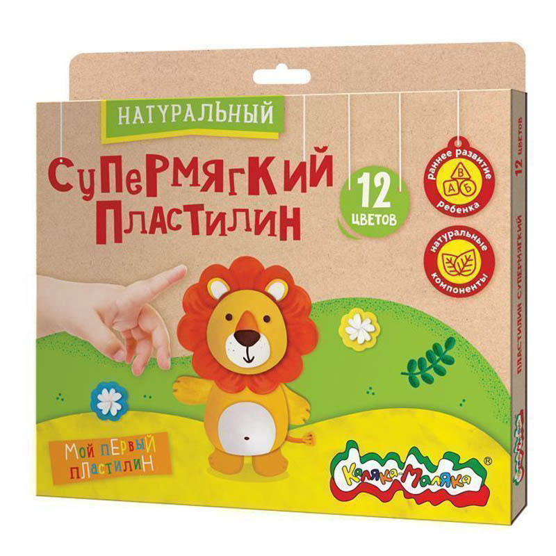 Пластилин "каляка-маляка" супермягкий("фарм") 12 цв. 360г.