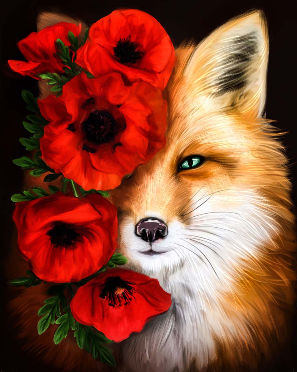 Набор д/творч. картина по номерам 40х50см "лиса в маках"