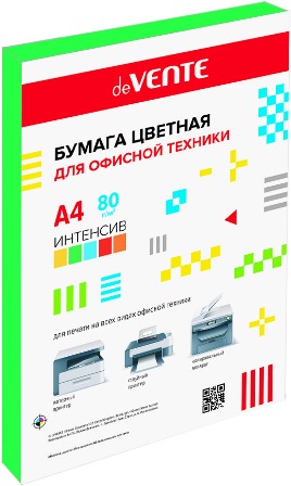 Бумага офисная цветная а4 "devente" 100л. 80г. интенсив зел.