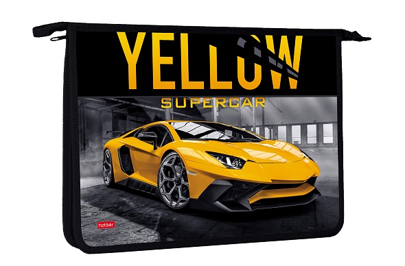 Папка для тетрадей а4 на молнии hatber "yellow supercar"