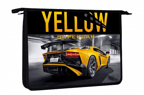 Папка для тетрадей а4 на молнии hatber "yellow supercar"