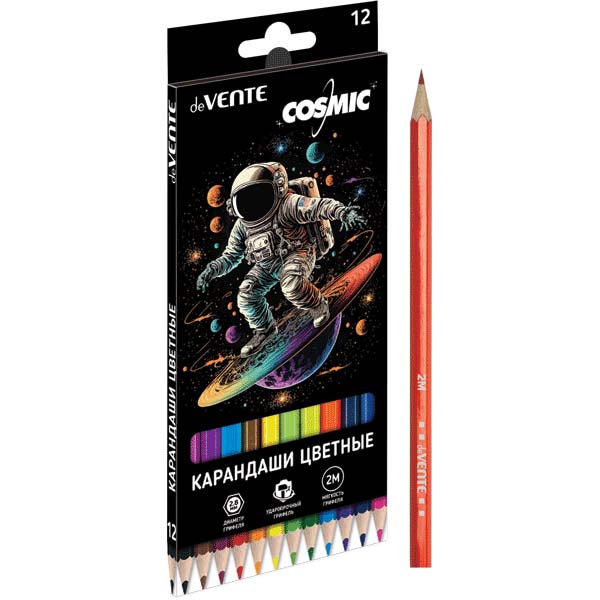 Карандаши цветные devente "cosmic" 12цв. шестигран.