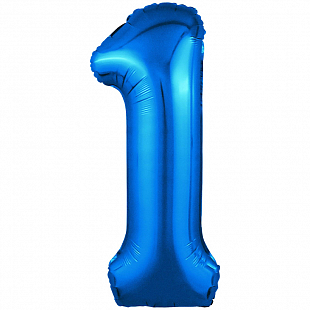Шар возд. 40'' фольгир. "цифра 1" синий slim