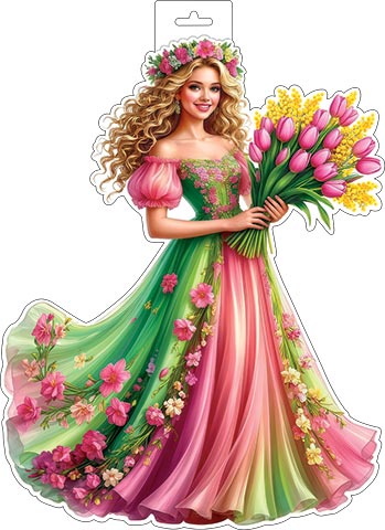 Плакат "девушка-весна" фигурный 348х410мм