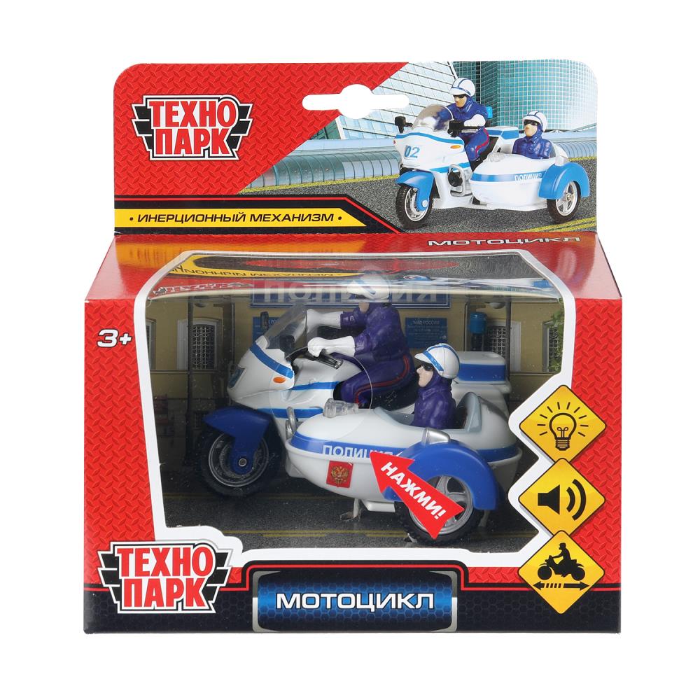 Игра машина инерц. металл. "мотоцил с люлькой милиция" 9,5см свет, звук (технопарк)