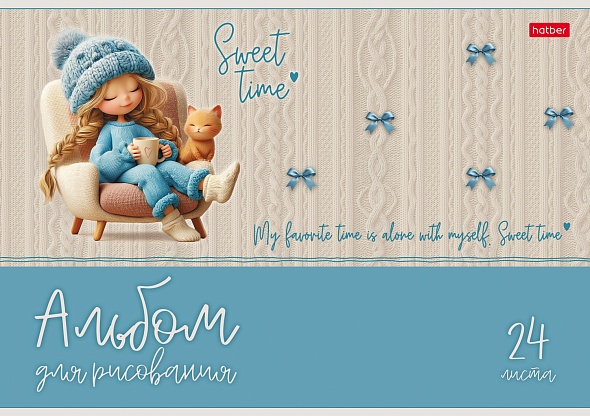 Альбом д/рис. а4 24л.скрепка "sweet time" (hatber) асс-т