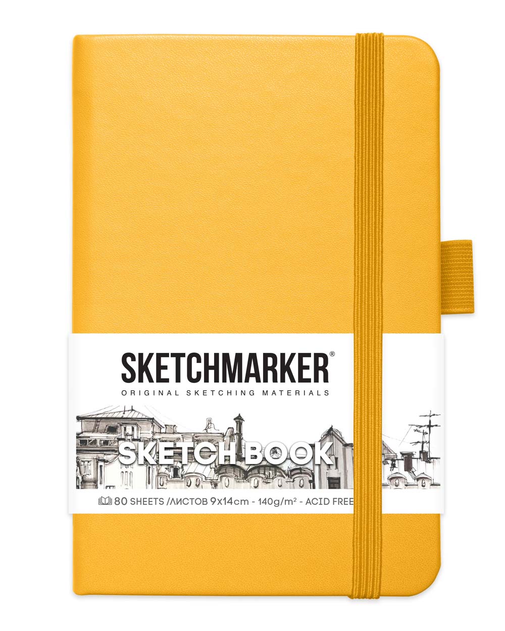 Скетчбук 9х14см 80л 140гр/м2 "sketchmarker" оранжевый тв.обл.