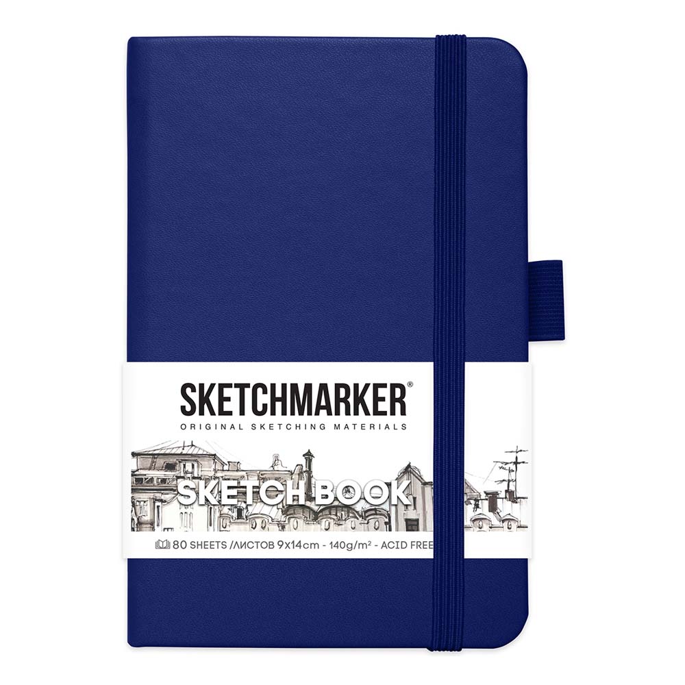 Скетчбук 9х14см 80л 140гр/м2 "sketchmarker" королевский синий тв.обл.