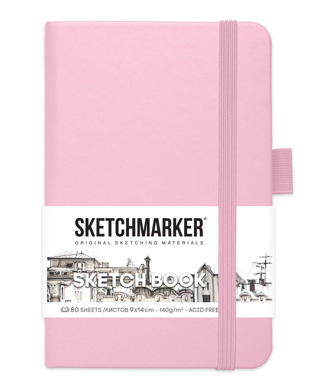 Скетчбук 9х14см 80л 140гр/м2 "sketchmarker" розовый тв.обл.