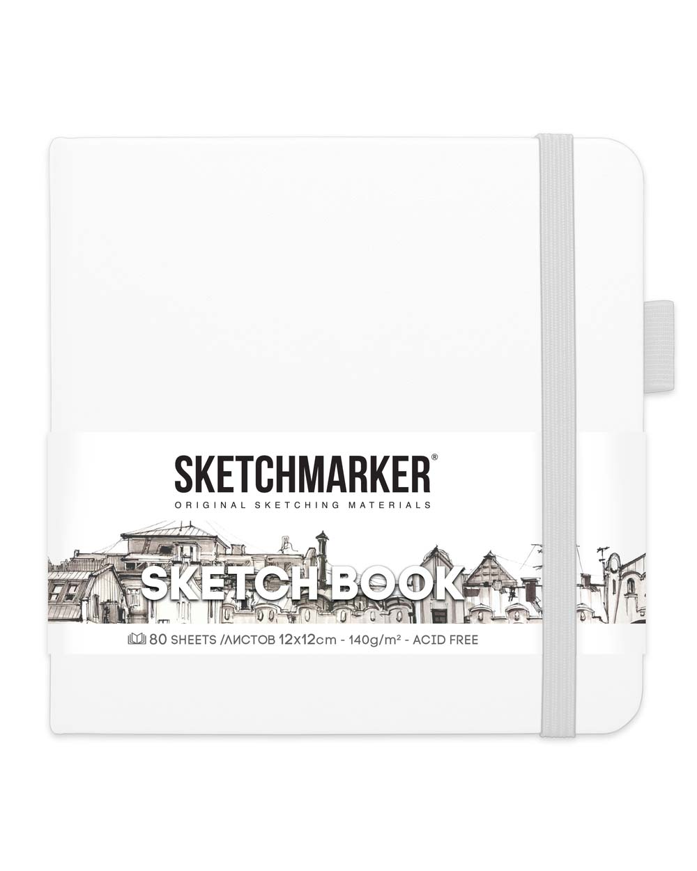 Скетчбук 12х12см 80л 140гр/м2 "sketchmarker" белый тв.обл.