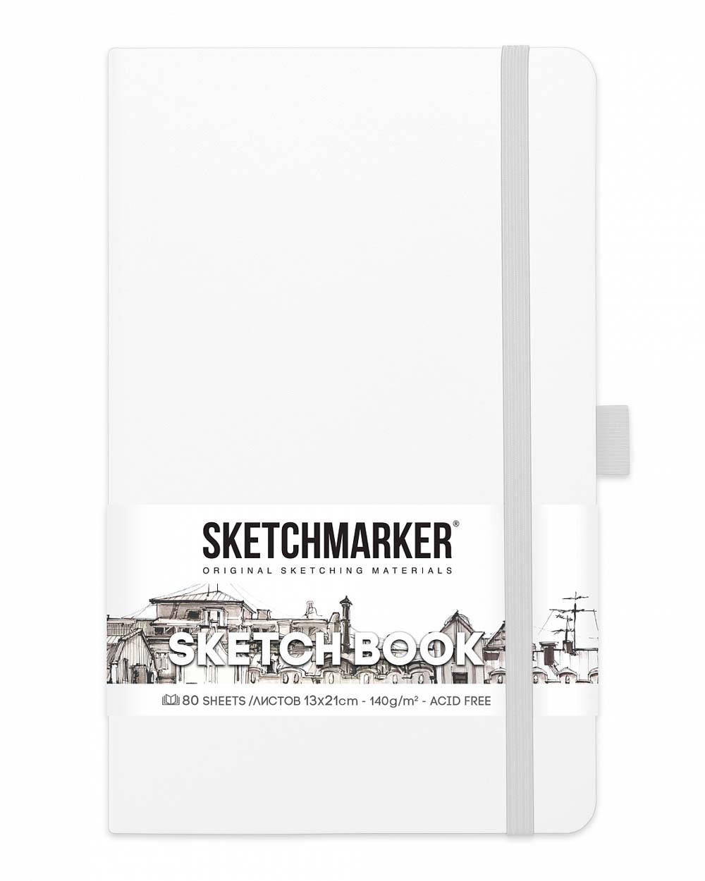 Скетчбук 13х21см 80л 140гр/м2 "sketchmarker" белый тв.обл.