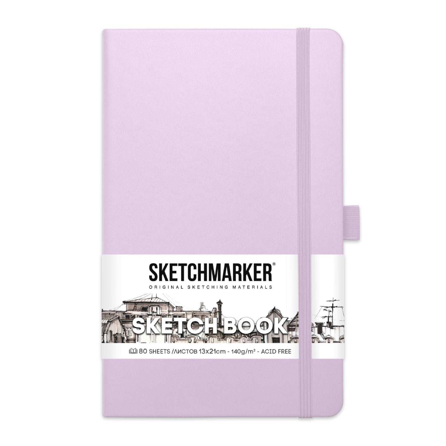 Скетчбук 13х21см 80л 140гр/м2 "sketchmarker" фиолетовый тв.обл.