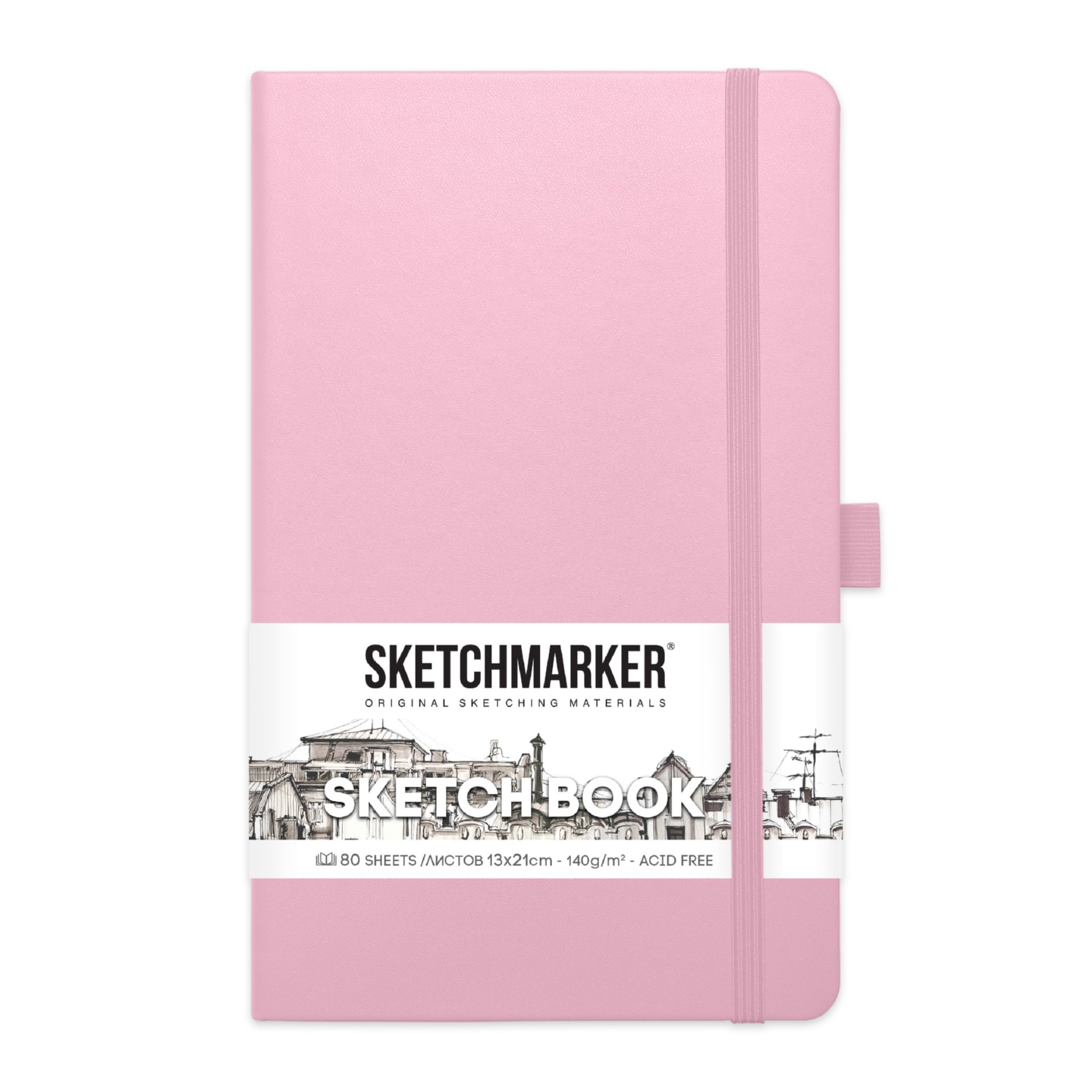 Скетчбук 13х21см 80л 140гр/м2 "sketchmarker" розовый тв.обл.