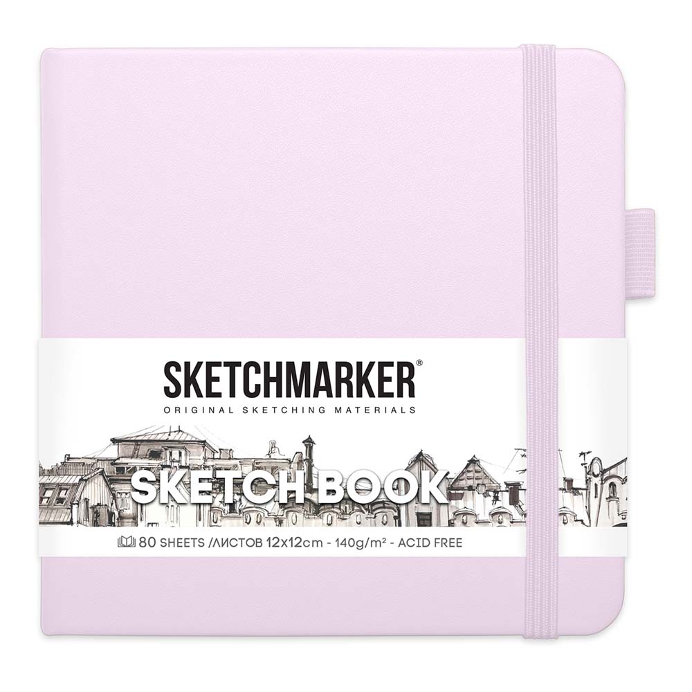 Скетчбук 12х12см 80л 140гр "sketchmarker" фиолетовый тв.обл.
