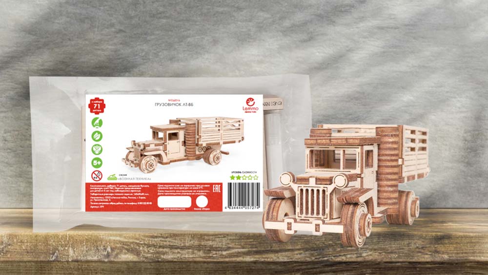Конструктор деревянный "грузовичок лт-вб" 71дет.