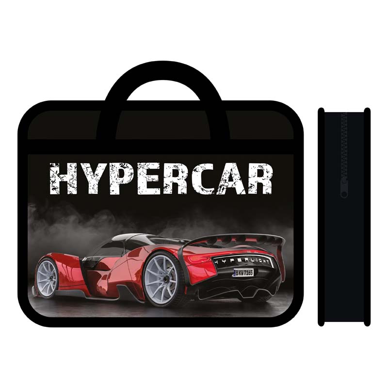 Папка-портфель пласт. а4+ пчёлка "hypercar" 33х26х12см на молнии с ручками