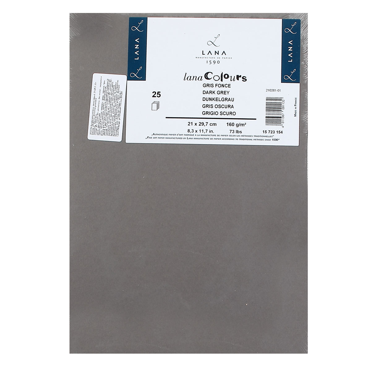 Бумага для пастели "lana" а4 160гр 45% хлопка серый (темный)