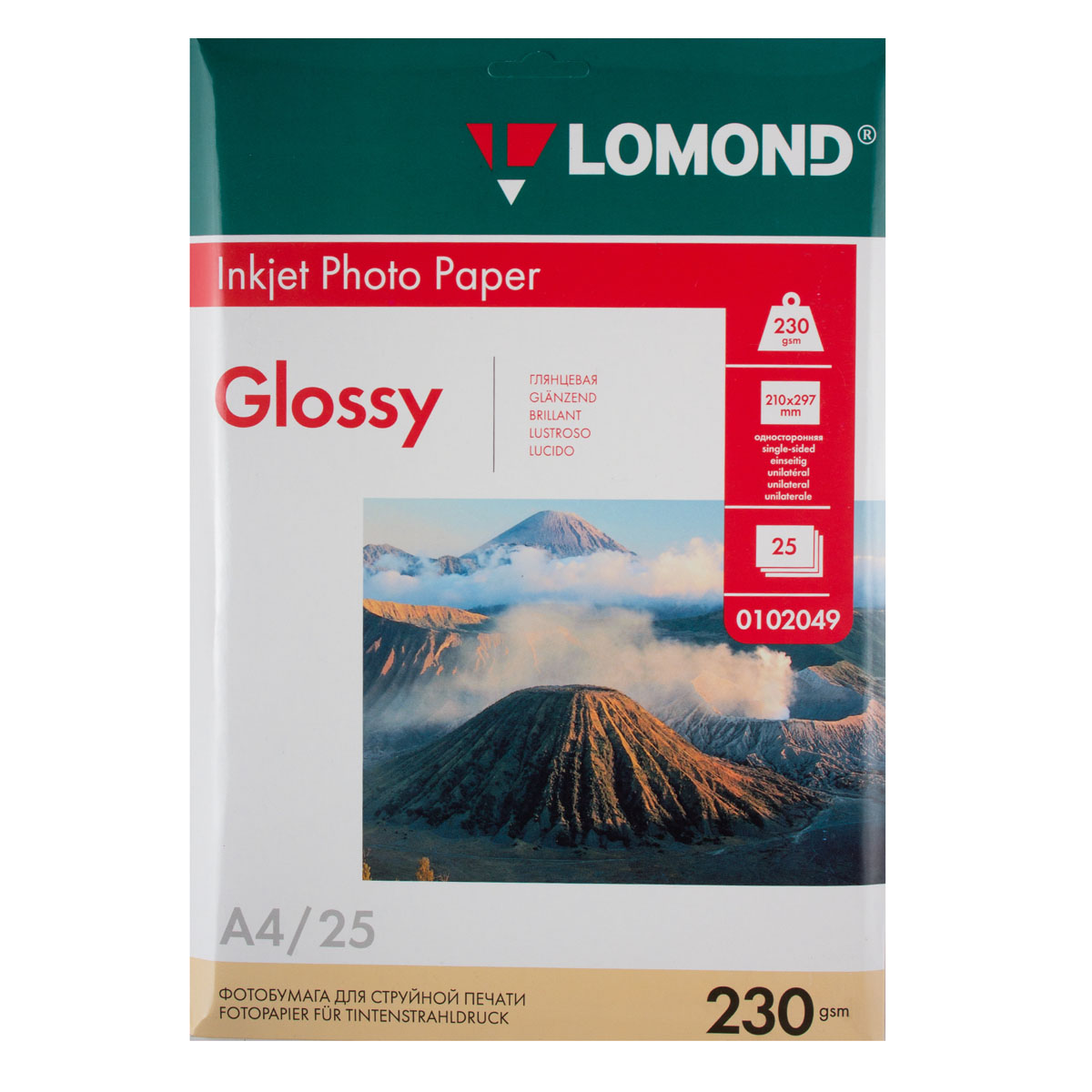 Бумага д/фотопечати а4 "lomond" 230г.025л.глянцевая