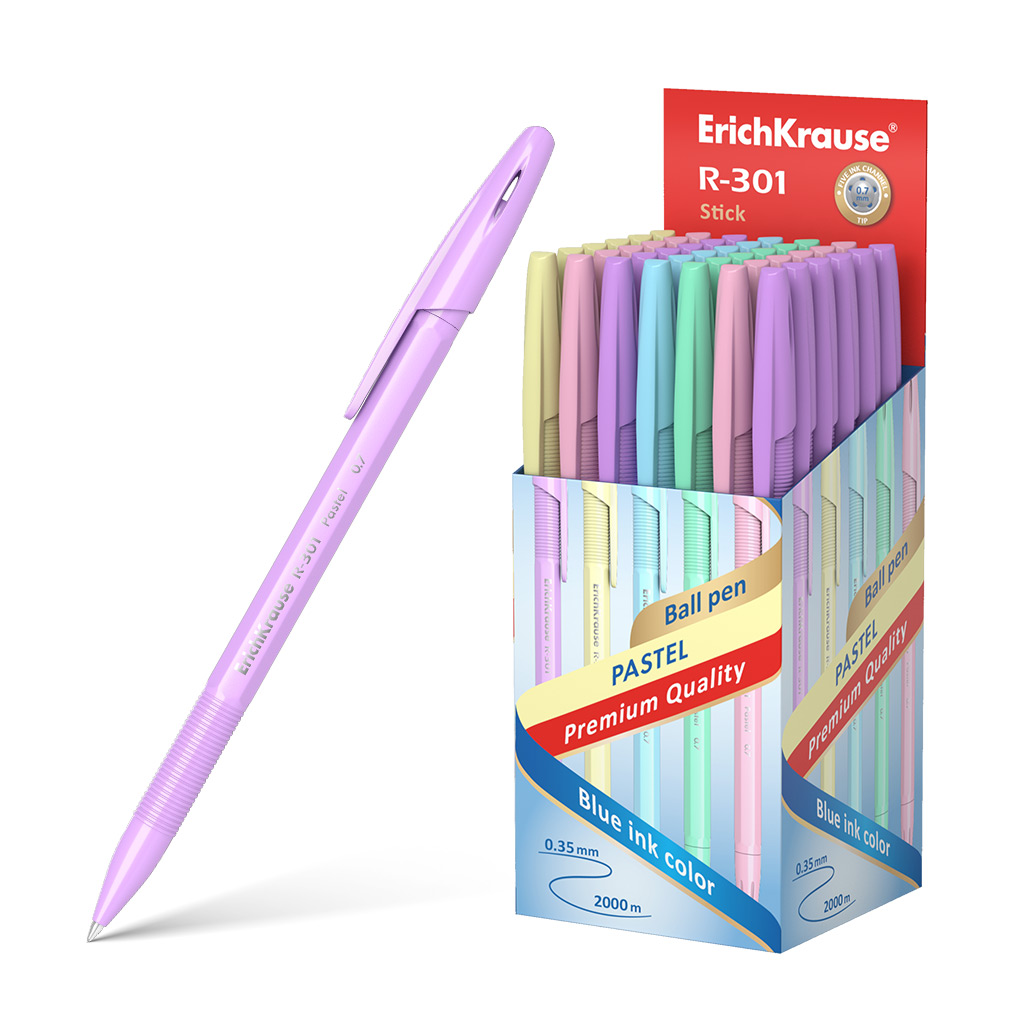 Ручка шар. erich krause "r-301 stick pastel" синяя 0,7мм