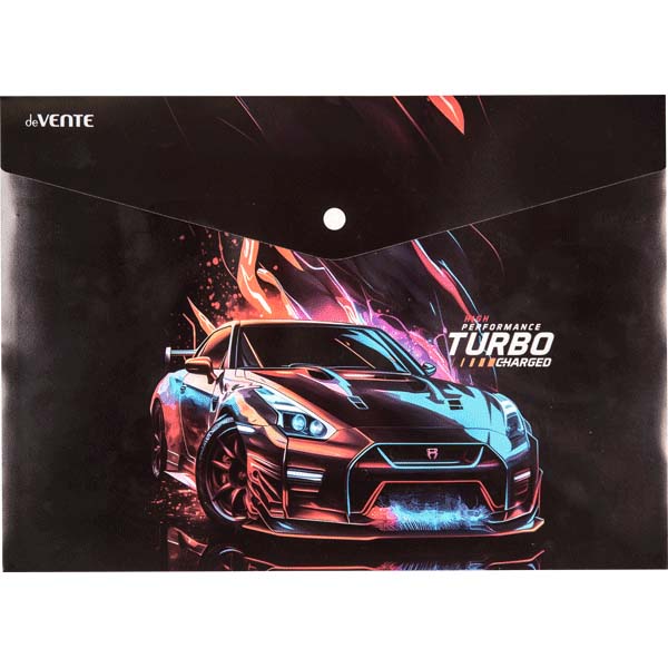 Папка-конверт с кнопк. а4 180мкм devente "turbo" непрозрач. с рис.