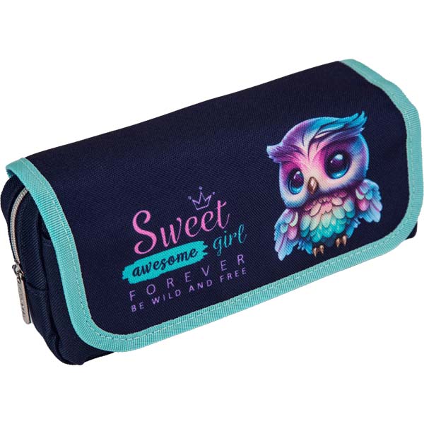 Пенал-косметичка на молнии devente "happy owl" 205х95х70мм ткань
