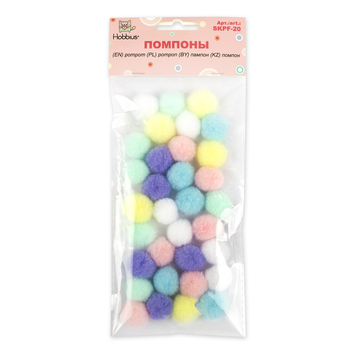 Помпоны "пастельное ассорти" 20мм, 30шт