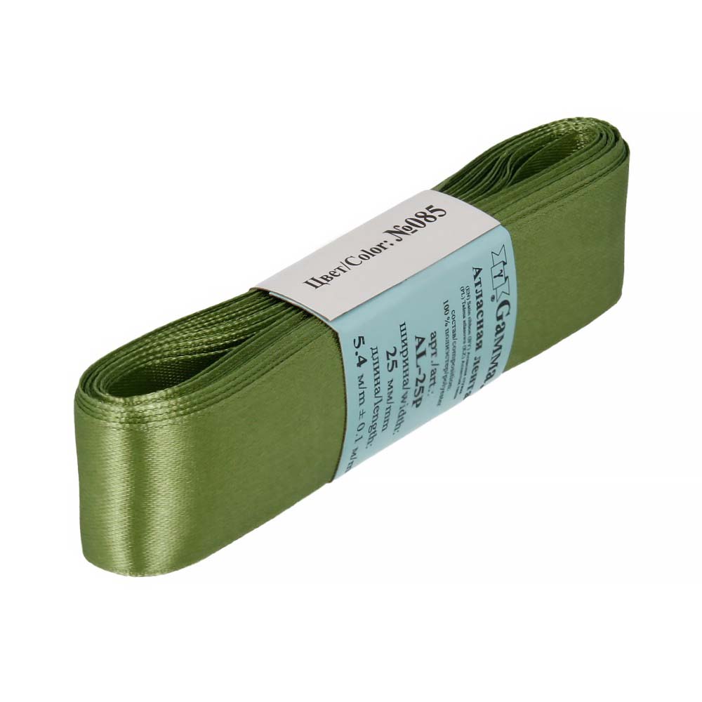 Лента атласная 25мм фасовка 5,4м серо-зеленеый