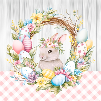 Салфетки бум. 330х330мм 20 шт. 3-сл. "пасхальный венок с кроликом"