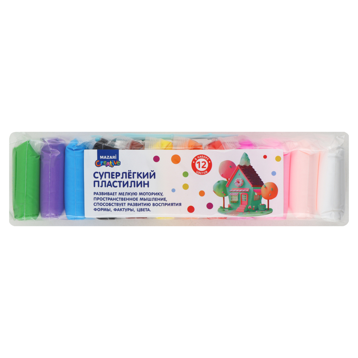Пластилин "mazari" легкий 12 цв. 3 стека
