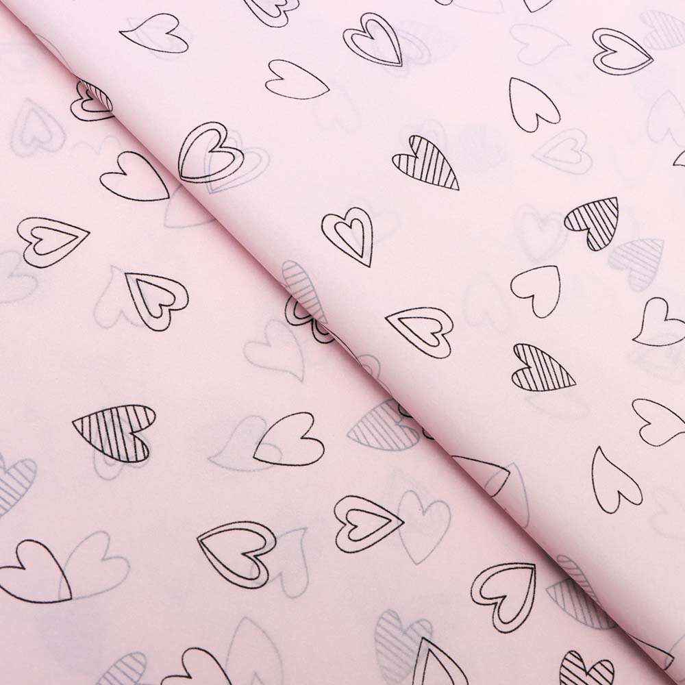 Бумага упаковочная тишью 50х70см "сердечки" розовая