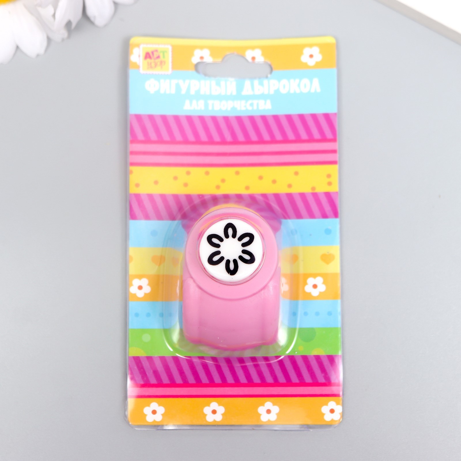 Дырокол фигурный "контурный цветок" микс 1,5см