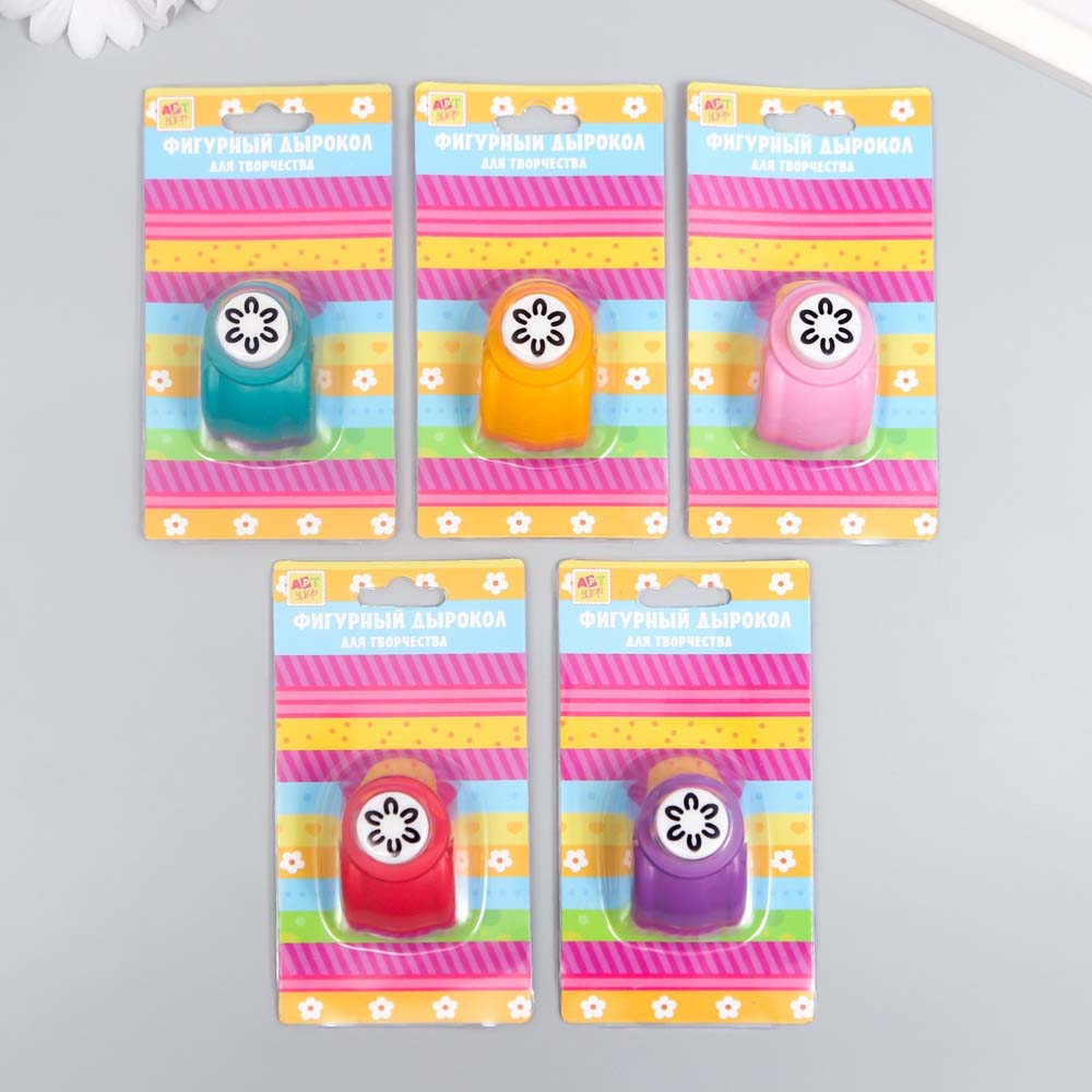 Дырокол фигурный "контурный цветок" микс 1,5см