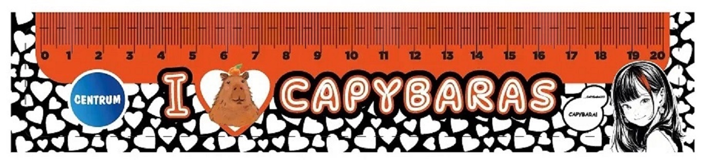 Линейка с рисунком centrum "i love capybaras" 20см