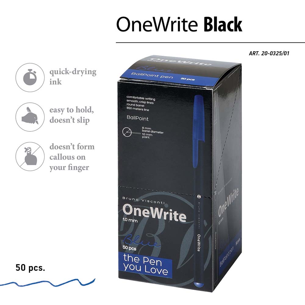 Ручка шар. bruno visconti "onewrite. black" синяя 1,0мм