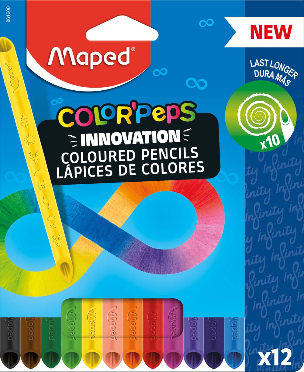 Карандаши цветные "maped "color peps infinity" 12 цв. трехгранные