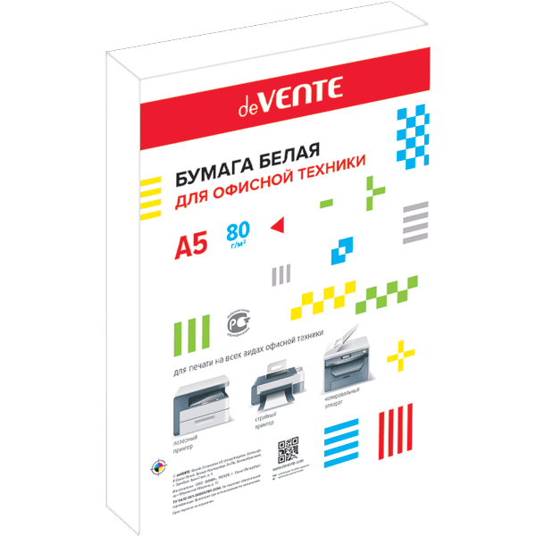 Бумага офисная а5 "devente" 500л. 80г. 96%