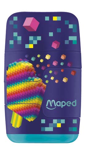 Точилка с контейнером maped "pixel party connect"+ластик 2 отв.