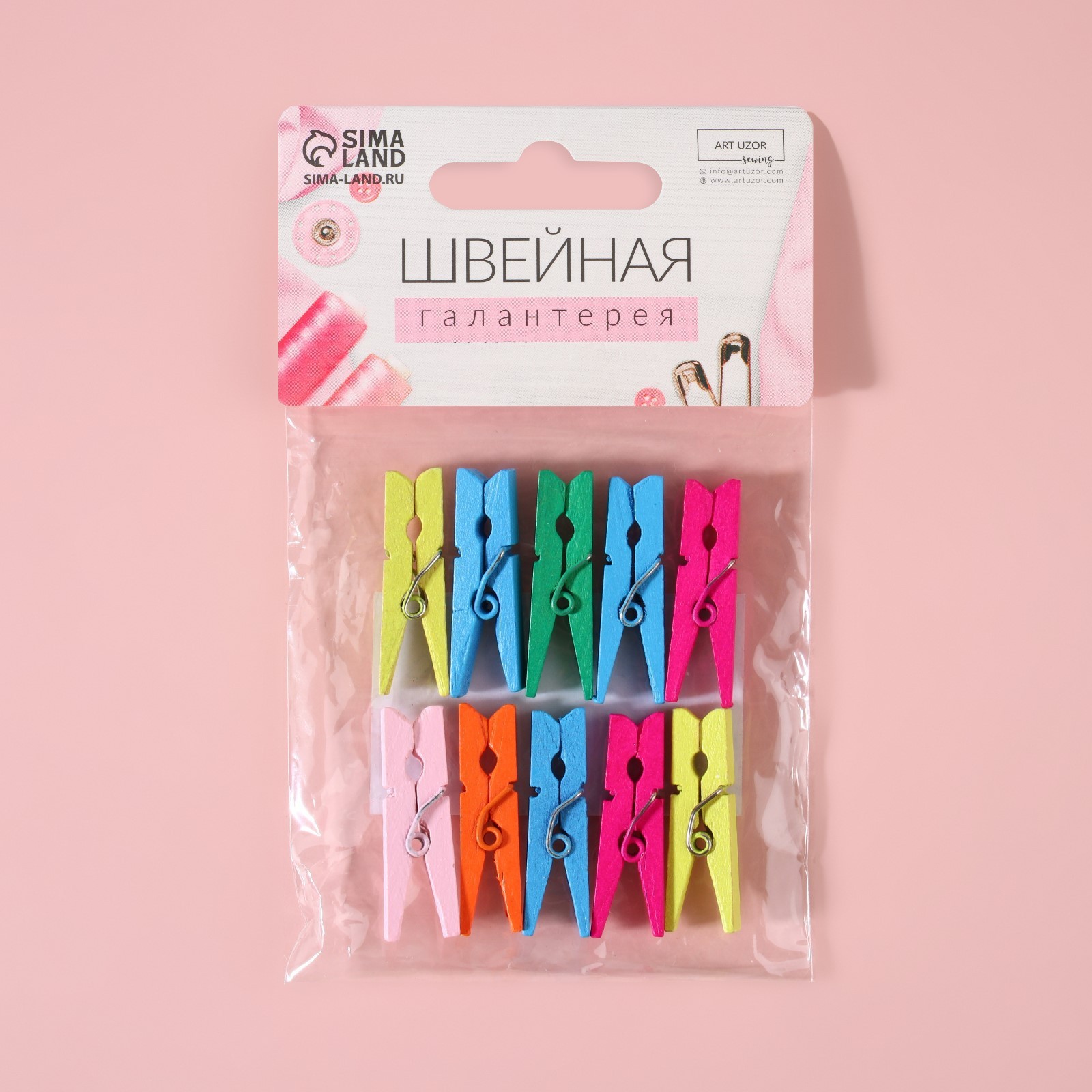 Набор прищепок 3см 10шт ассорти, дерево