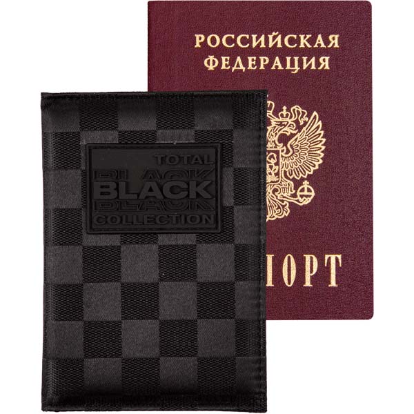 Обложка д/паспорта кож.зам. devente "total black" 1 отд. для визиток