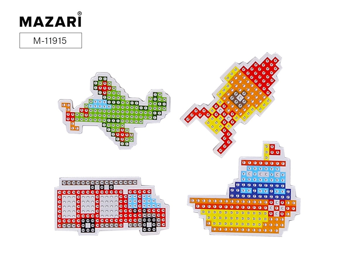 Набор д/творч. алмазная мозаика магниты 7,5х7,5см "транспорт"