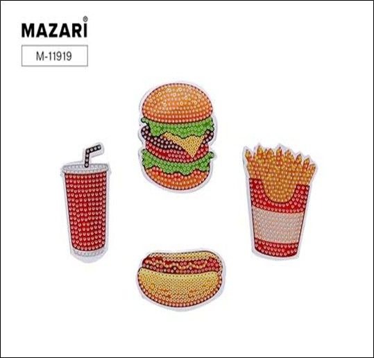 Набор д/творч. алмазная мозаика магниты 7,5х7,5см "фастфуд"