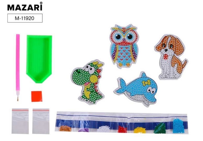 Набор д/творч. алмазная мозаика магниты 7,5х7,5см "животные"