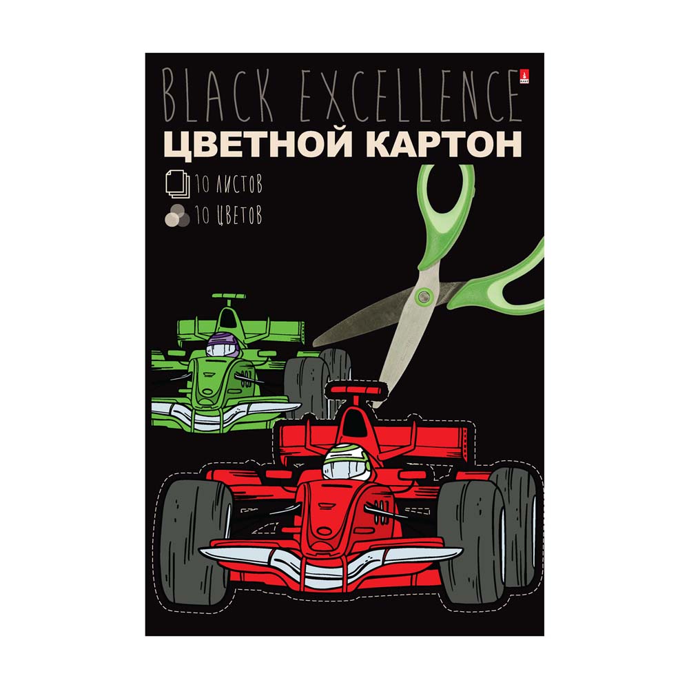 Картон цветной а4 10л. 10цв. немелованный "мультики" (альт) папка асс-т