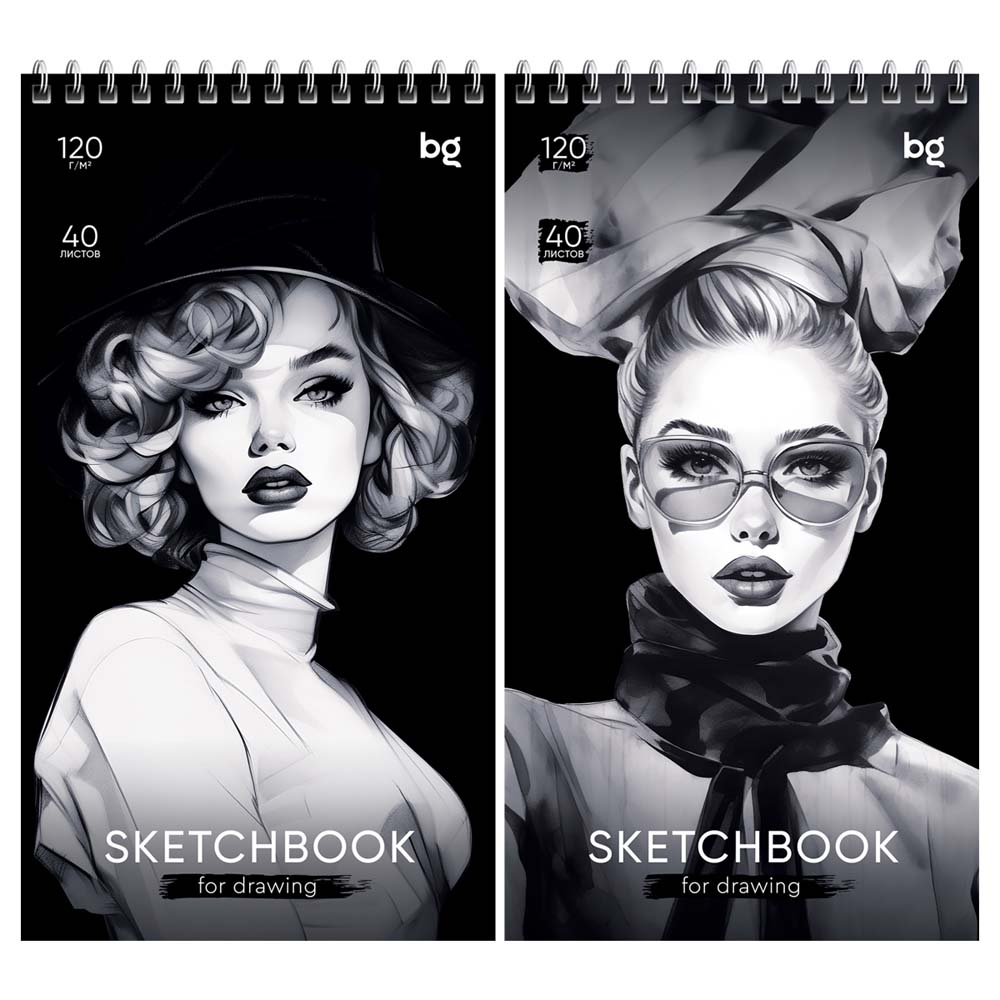 Скетчбук а5 40л. тв.обл. гребень "fashion week" (bg) 120г/м2,тв.подл.