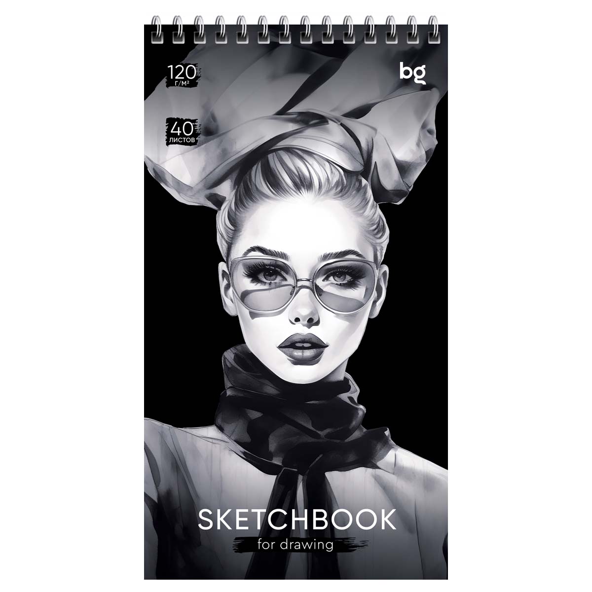 Скетчбук а5 40л. тв.обл. гребень "fashion week" (bg) 120г/м2,тв.подл.