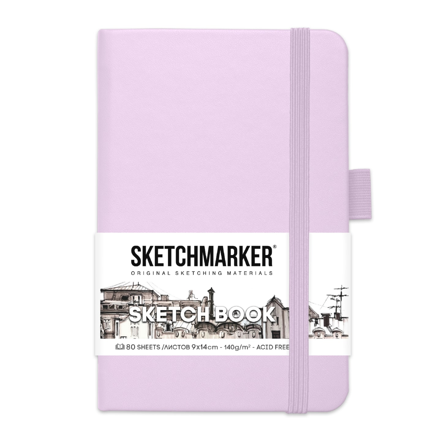 Скетчбук 9х14см 80л 140гр/м2 "sketchmarker" фиолетовый тв.обл.