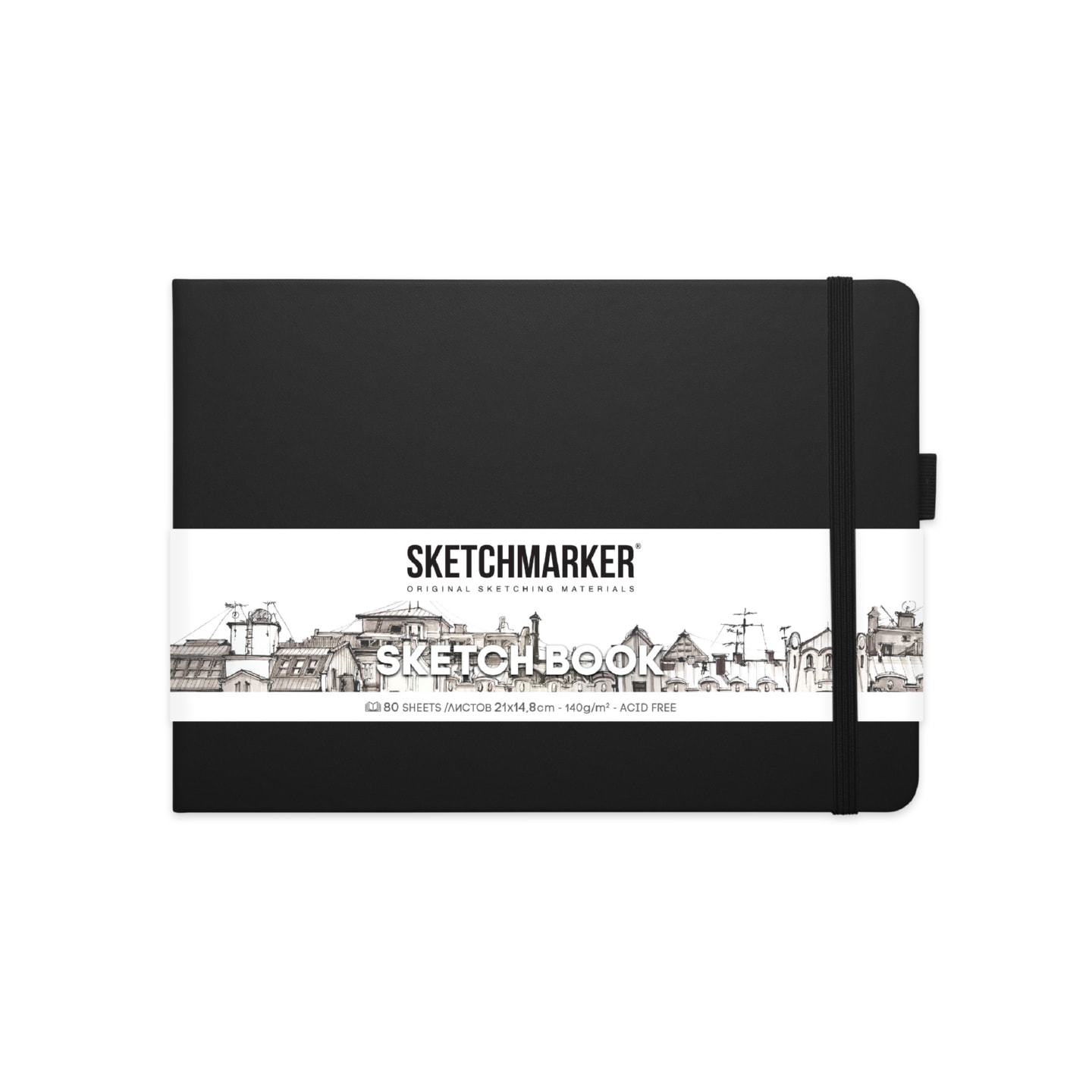 Скетчбук 21х14,8см 80л 140гр/м2 "sketchmarker" черный пейзаж" тв.обл.